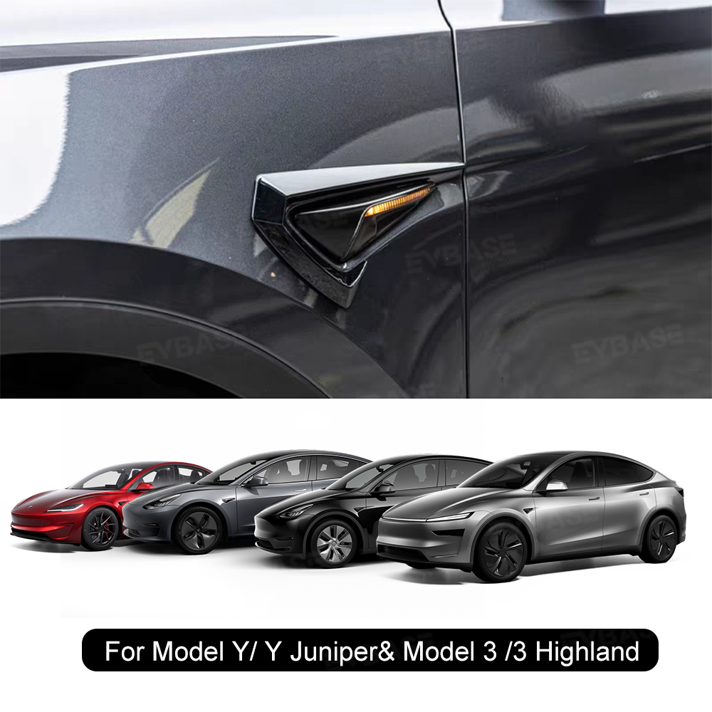 Side Fender Camera Vent Trim ABS Sporty Style Turn Signal Cover for Tesla Model Y/ Y Juniper & Model 3/ 3 Highland