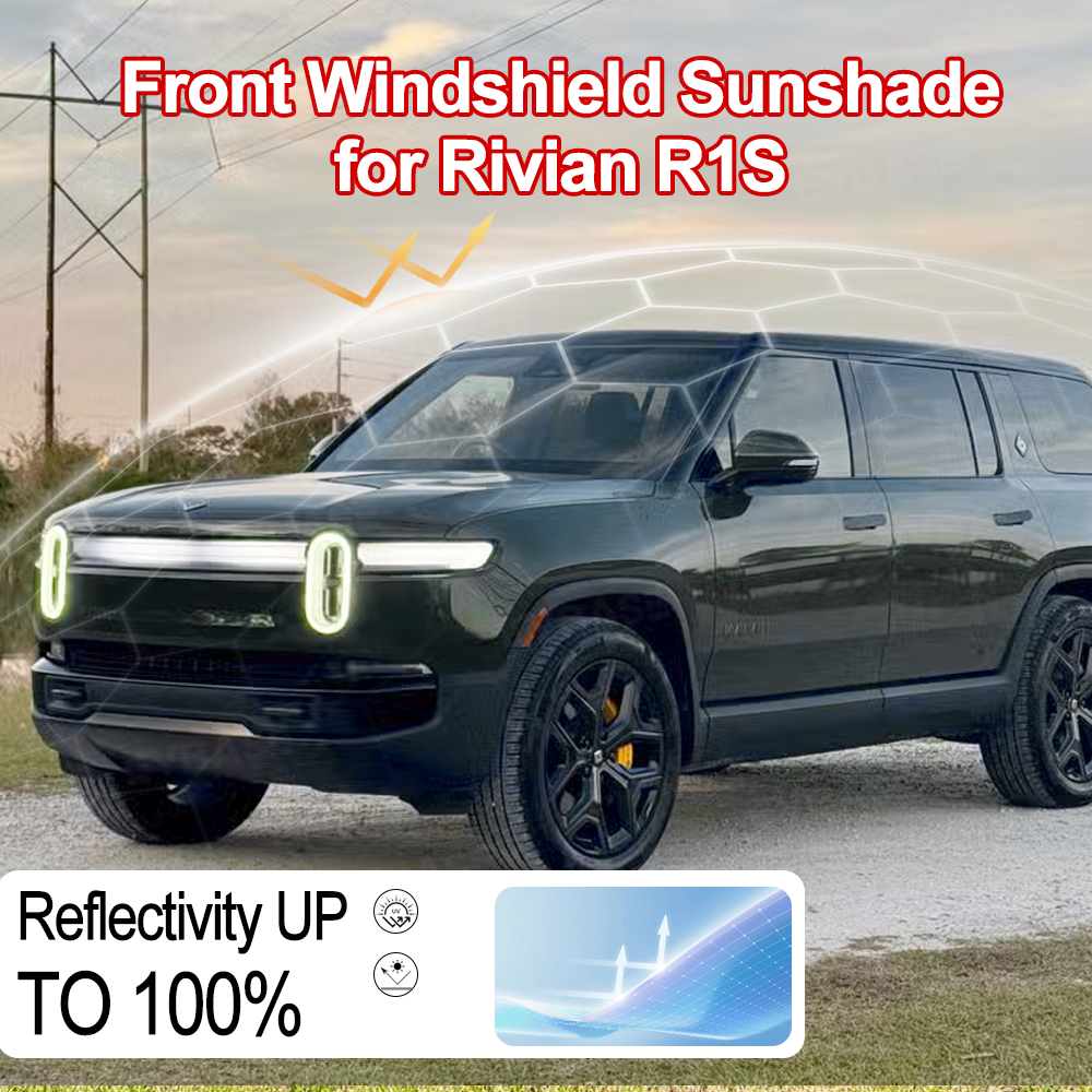 Side Window Sunshade for Rivian R1S Reflective Foldable Sun Visor Protector Blocks UV Rays