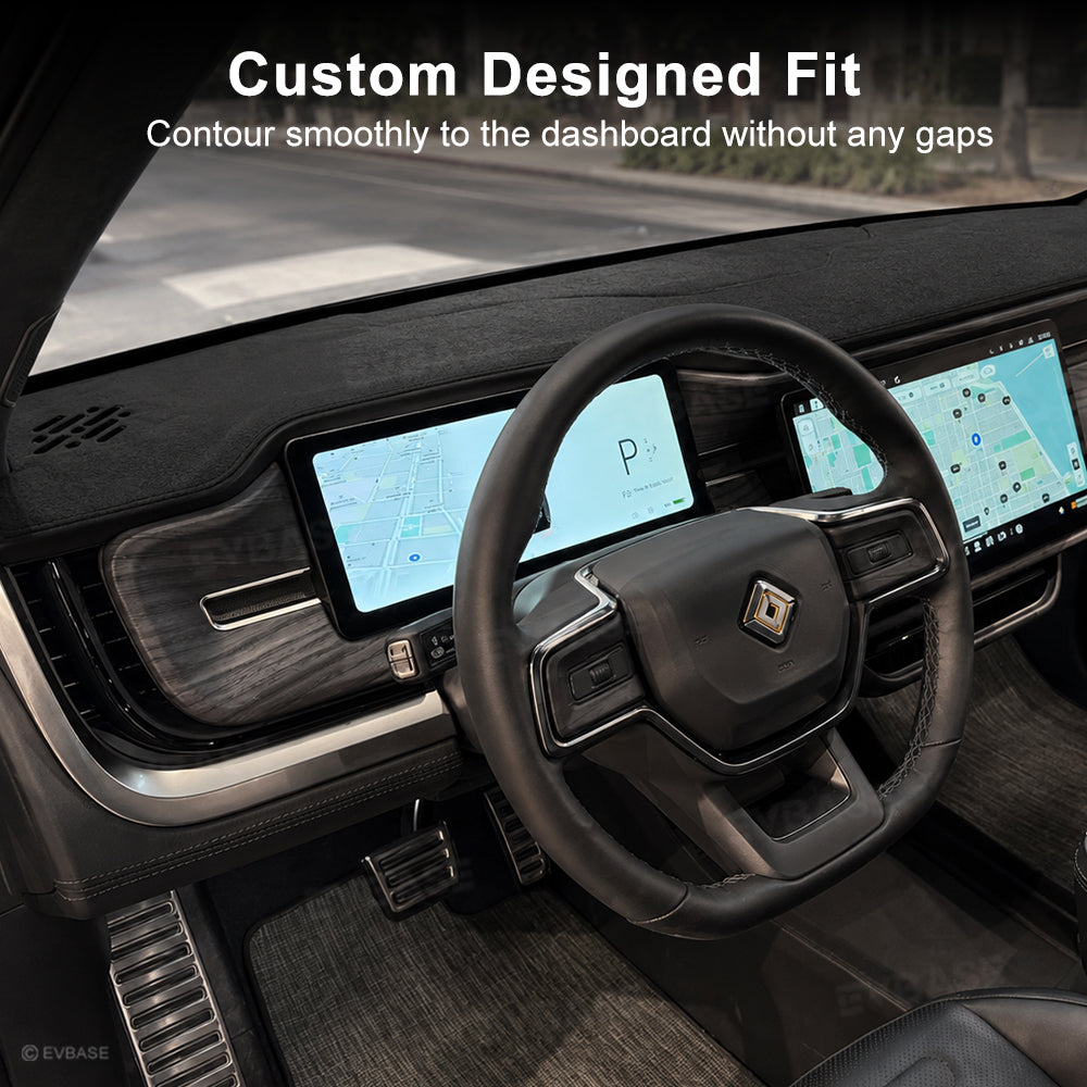 Suede Dash Cover for Rivian R1S/R1T Anti-Glare Dashboard Mat Non-Slip UV Protection