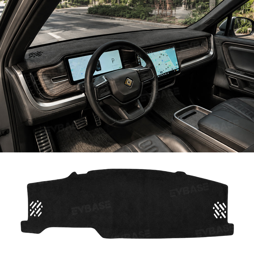 Suede Dash Cover for Rivian R1S/R1T Anti-Glare Dashboard Mat Non-Slip UV Protection