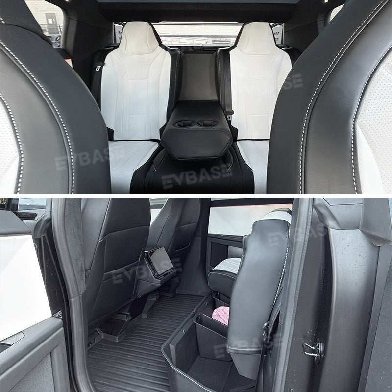 Cybertruck Seat Covers NAPPA Leather Full Coverage Seat Protector (Black/White) for Tesla