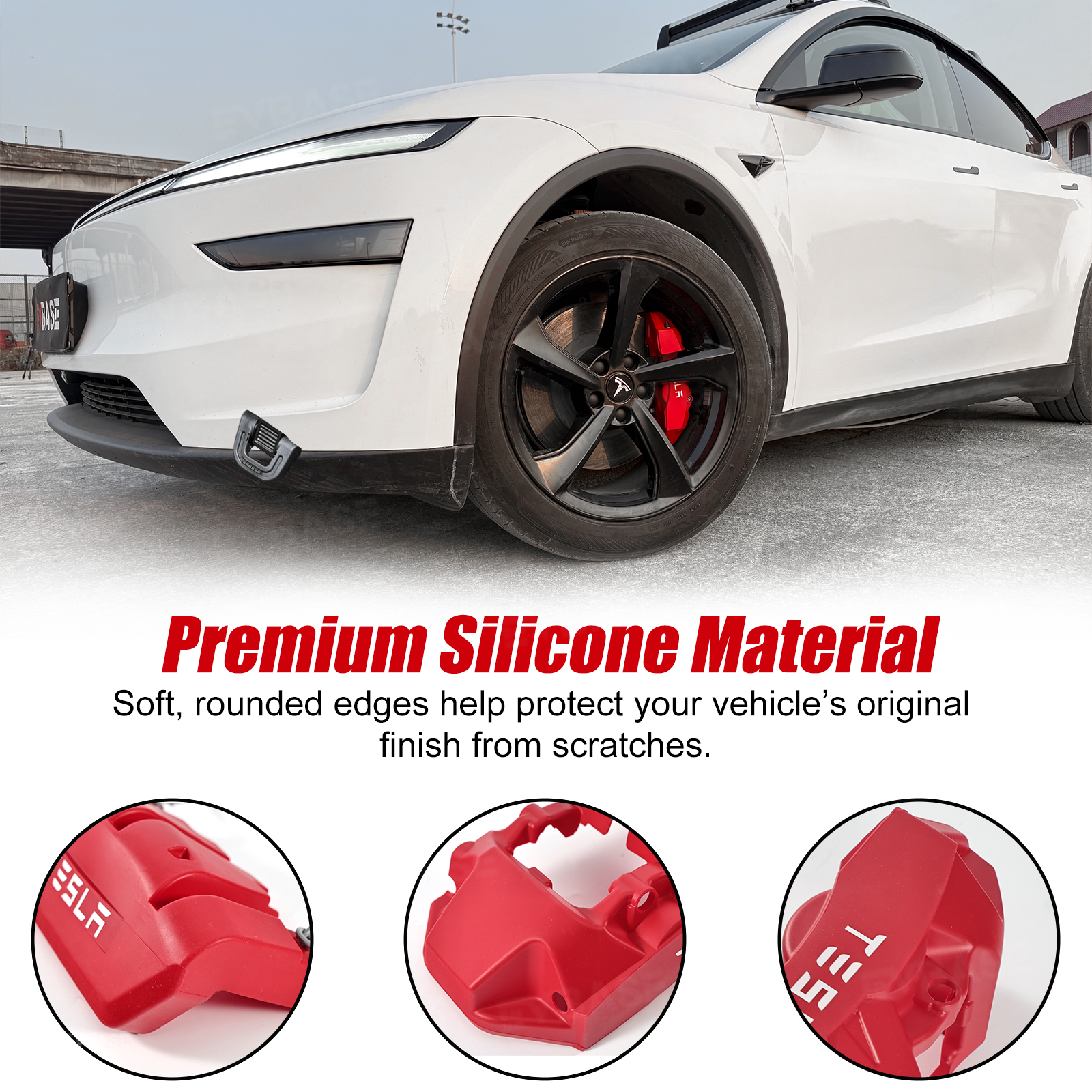 Model Y/ Y Juniper Silicone Brake Caliper Covers Caliper Protector Set Slip-On Fit & No Wheel Removal