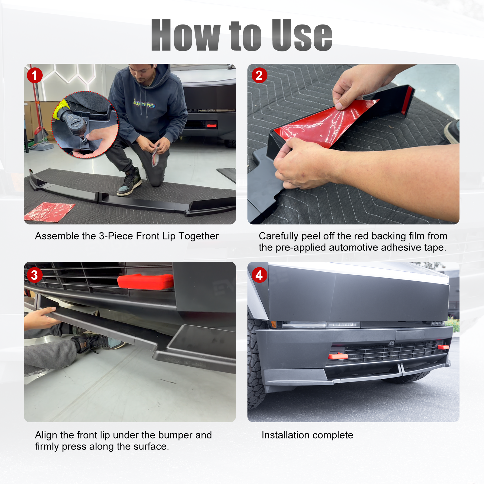 Cybertruck Front Bumper Lip Splitter ABS Front Lip for Tesla