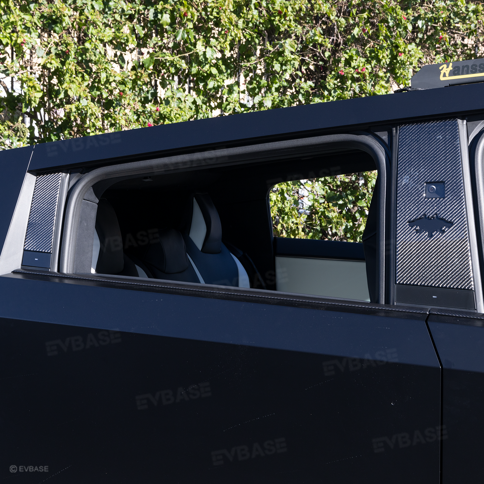 Cybertruck B & C Pillar Trim Covers Carbon Fiber Protective Overlay with Cyberbeast Cerberus Key Card Cutout