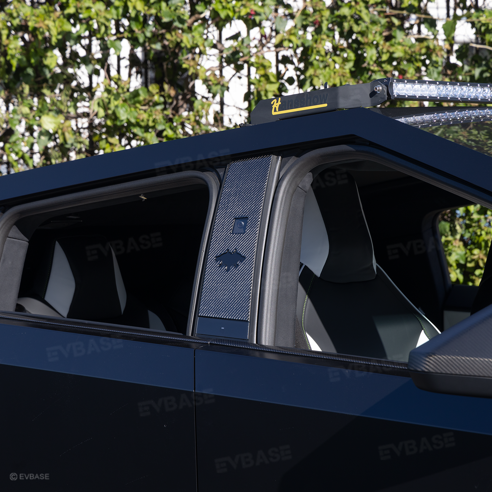 Cybertruck B & C Pillar Trim Covers Carbon Fiber Protective Overlay with Cyberbeast Cerberus Key Card Cutout