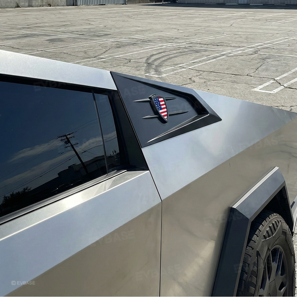 Cybertruck C-Pillar Louver Covers Rear Side Window Futuristic Tactical Overlay ABS Exterior Trim