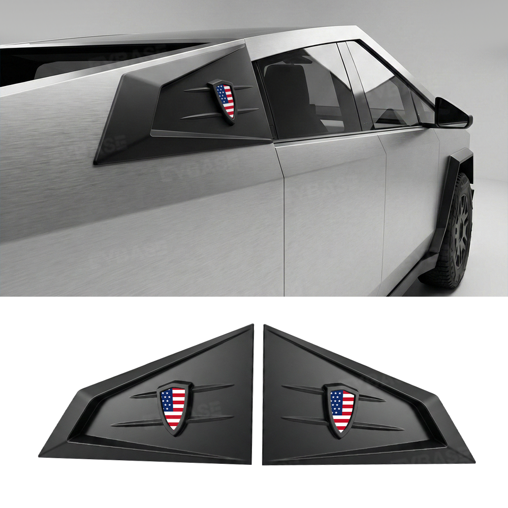 Cybertruck C-Pillar Louver Covers Rear Side Window Futuristic Tactical Overlay ABS Exterior Trim