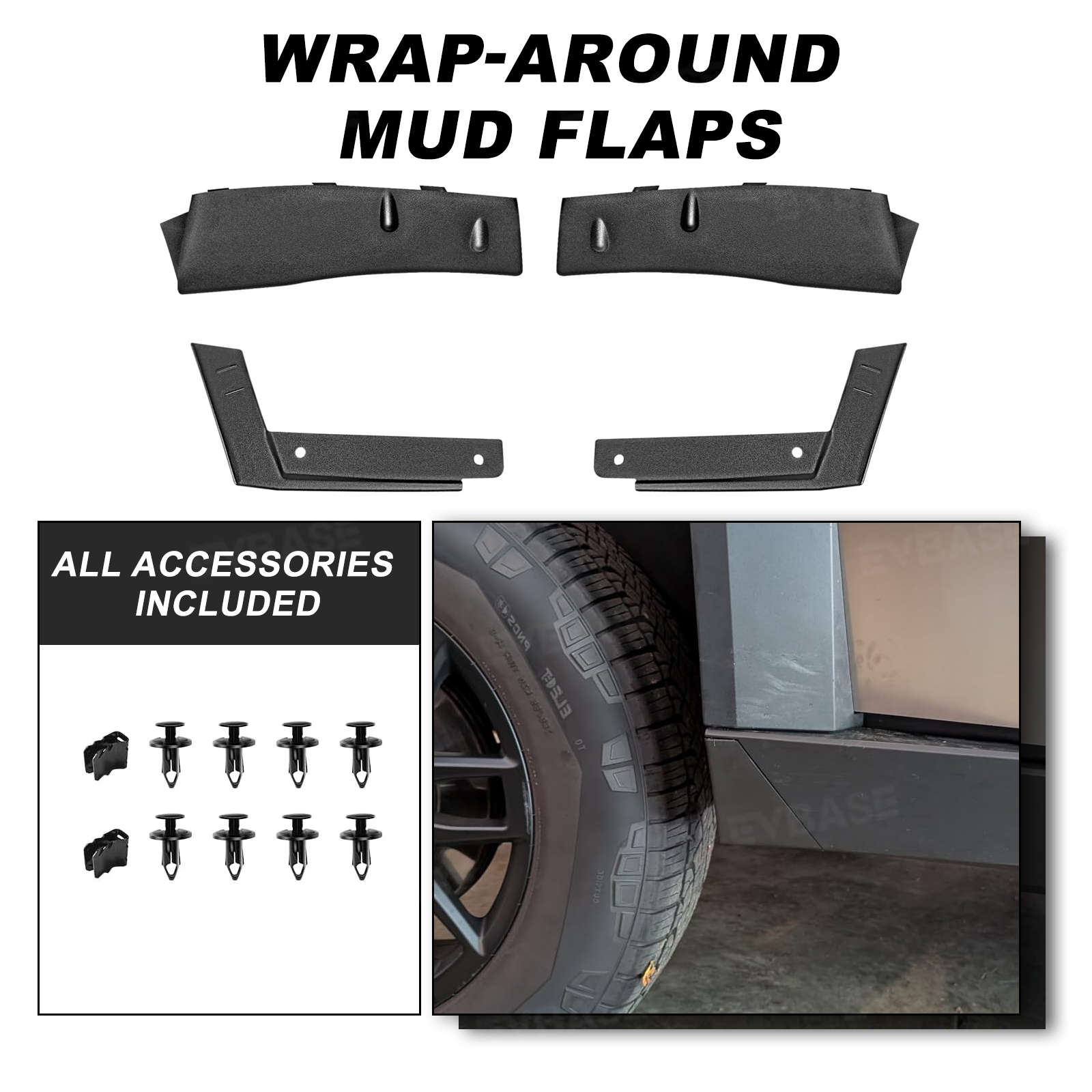 Cybertruck Wheel Fairing Delete Covers Off-Road Protection Mud Flaps No Drilling Splash Guards