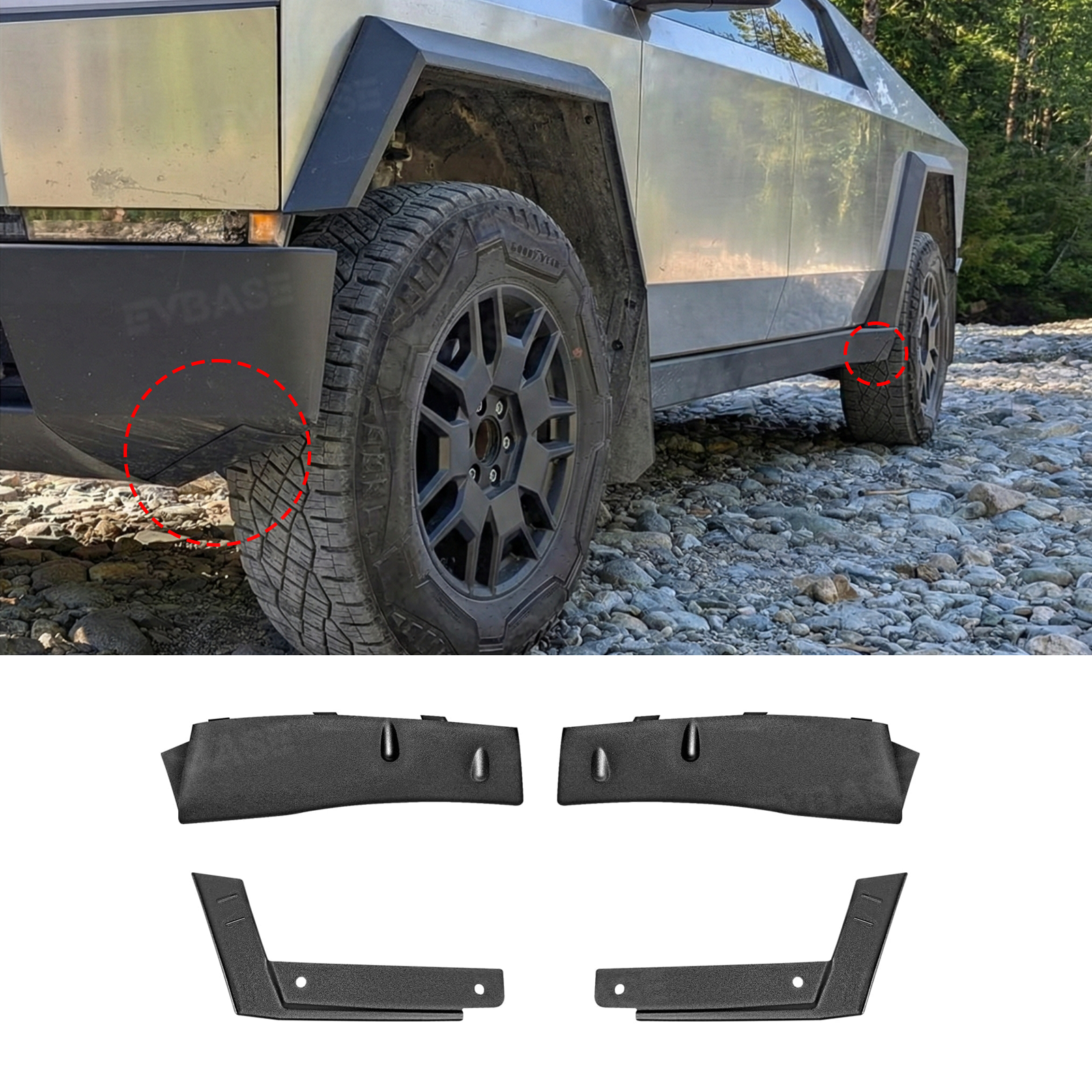 Cybertruck Wheel Fairing Delete Covers Off-Road Protection Mud Flaps No Drilling Splash Guards
