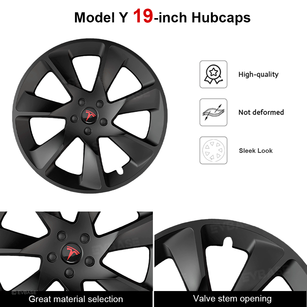 EVBASE Wheel Covers for Tesla Model Y 19" Wheels Aero Performance Style Hubcaps
