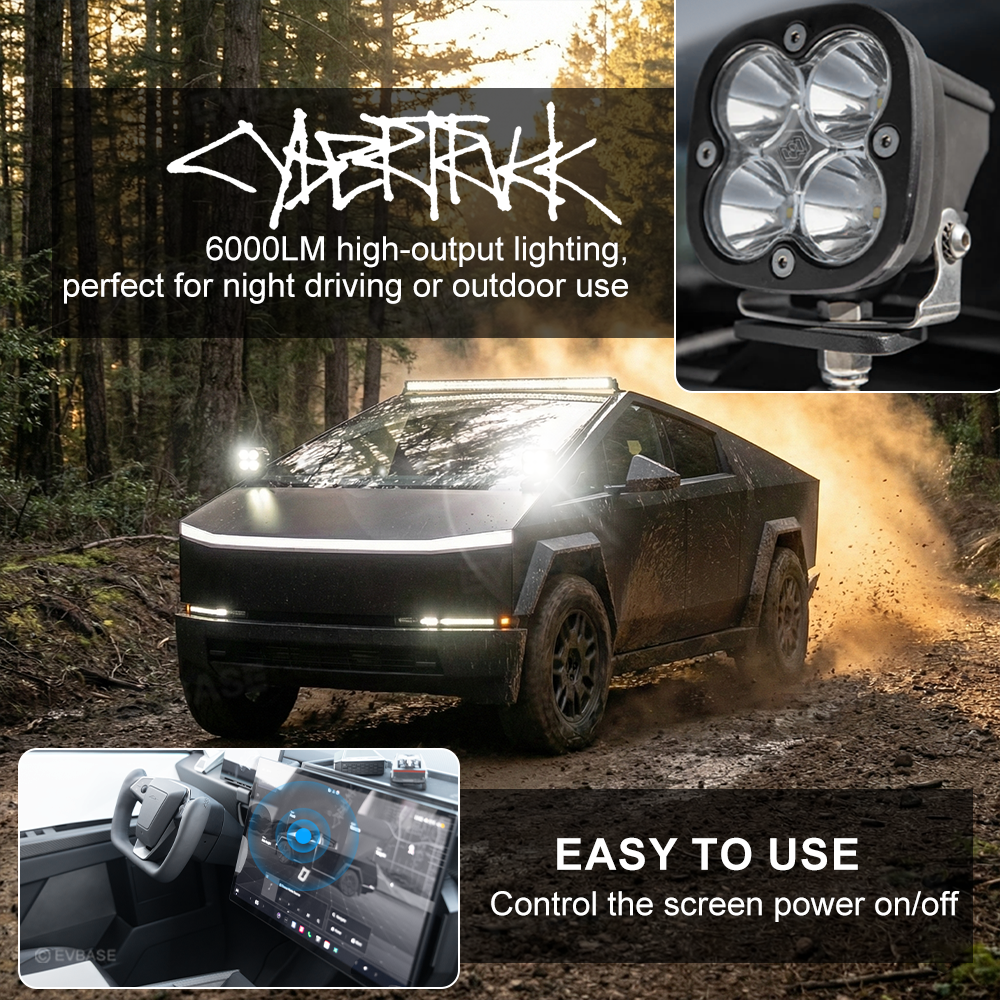 Cybertruck LED Pod Ditch Light Kit A Pillar LED High Power Auxiliary Off-Road Lights with Factory Screen Control