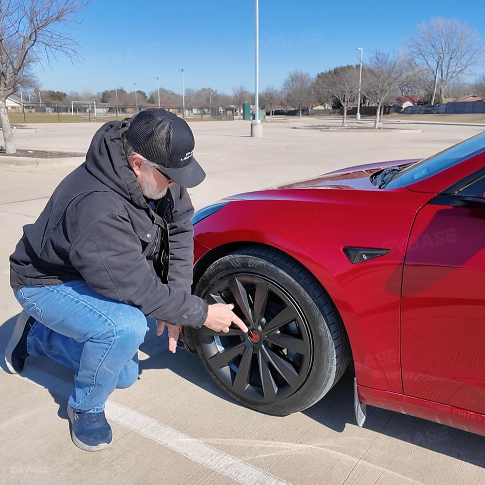 EVBASE Tesla Model 3 Wheel Cover Hubcaps 18 Inch Aero Wheel Covers Replacement 4PCS Matte Black (2017-2023 Year)