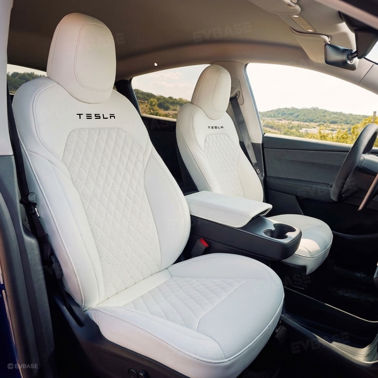 Model Y Juniper Standard Seat Covers Waterproof Breathable NAPPA Leather Seat Protector with Diamond Quilted Design