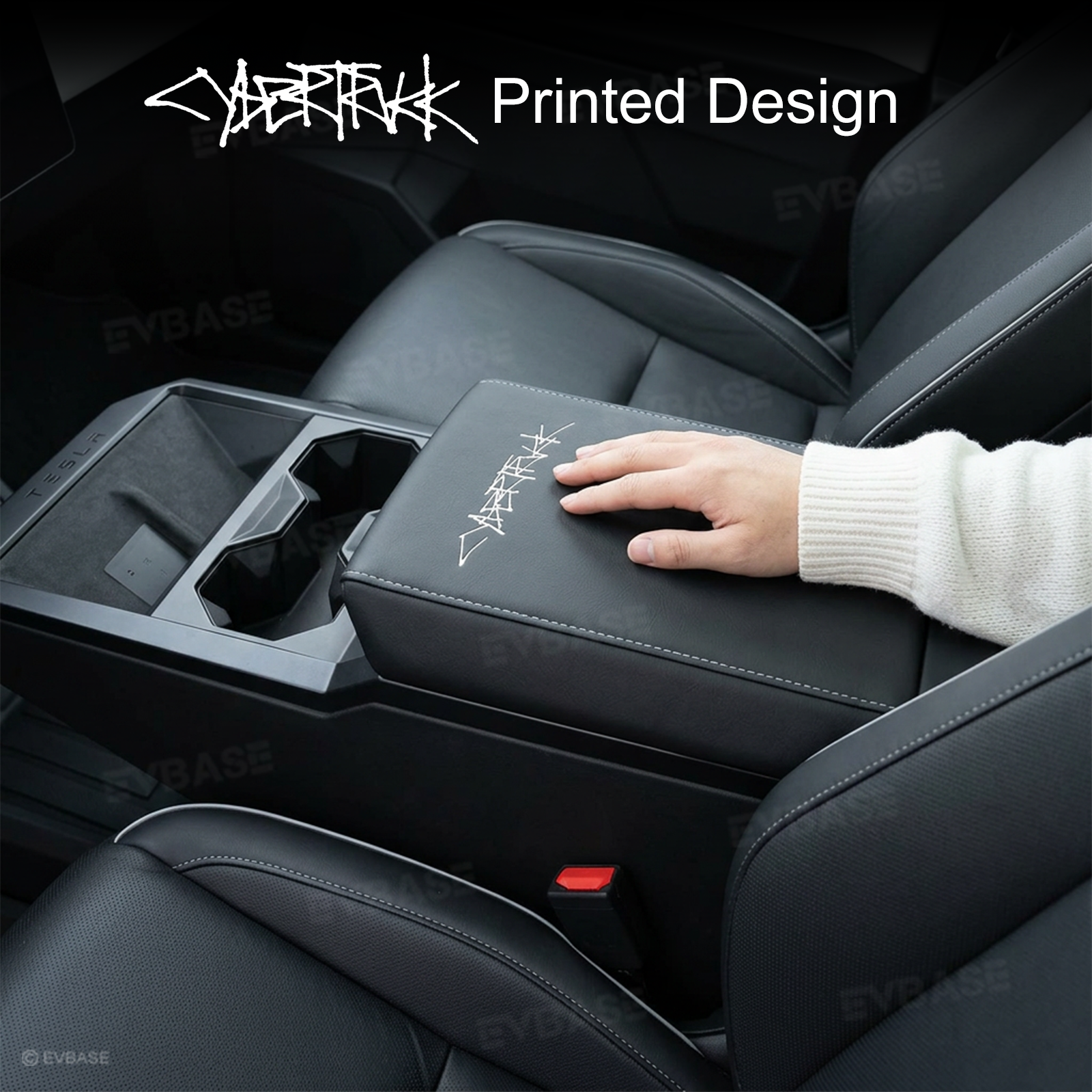 Cybertruck Center Console Armrest Cover PU Leather Anti-Scratch Armrest Box Protector with Logo