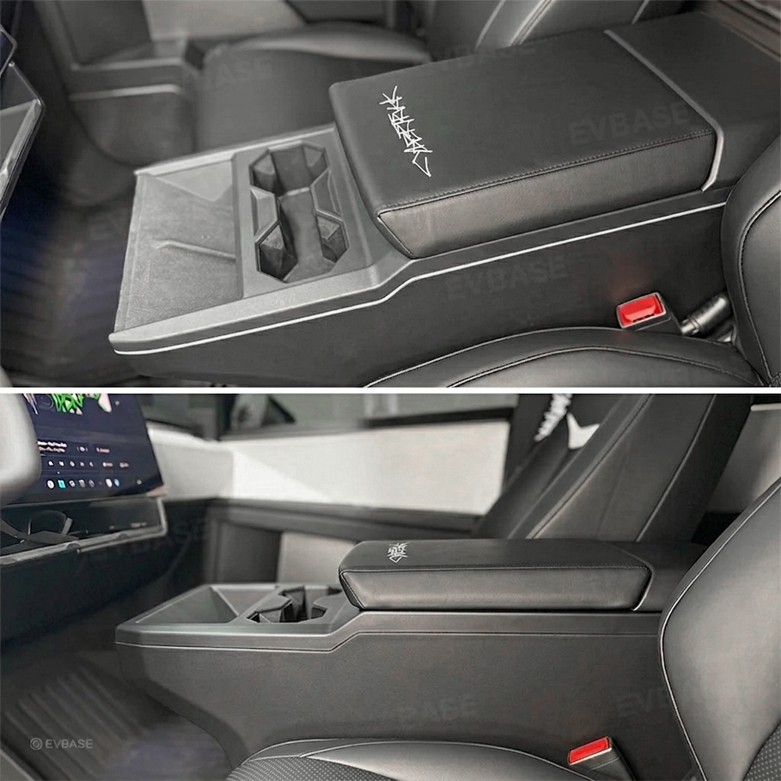Cybertruck Center Console Armrest Cover PU Leather Anti-Scratch Armrest Box Protector with Logo