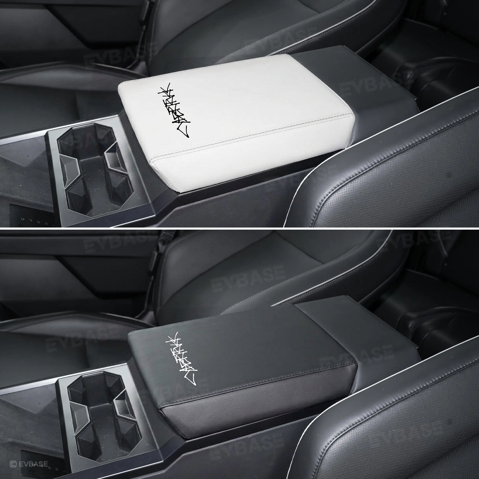 Cybertruck Center Console Armrest Cover PU Leather Anti-Scratch Armrest Box Protector with Logo