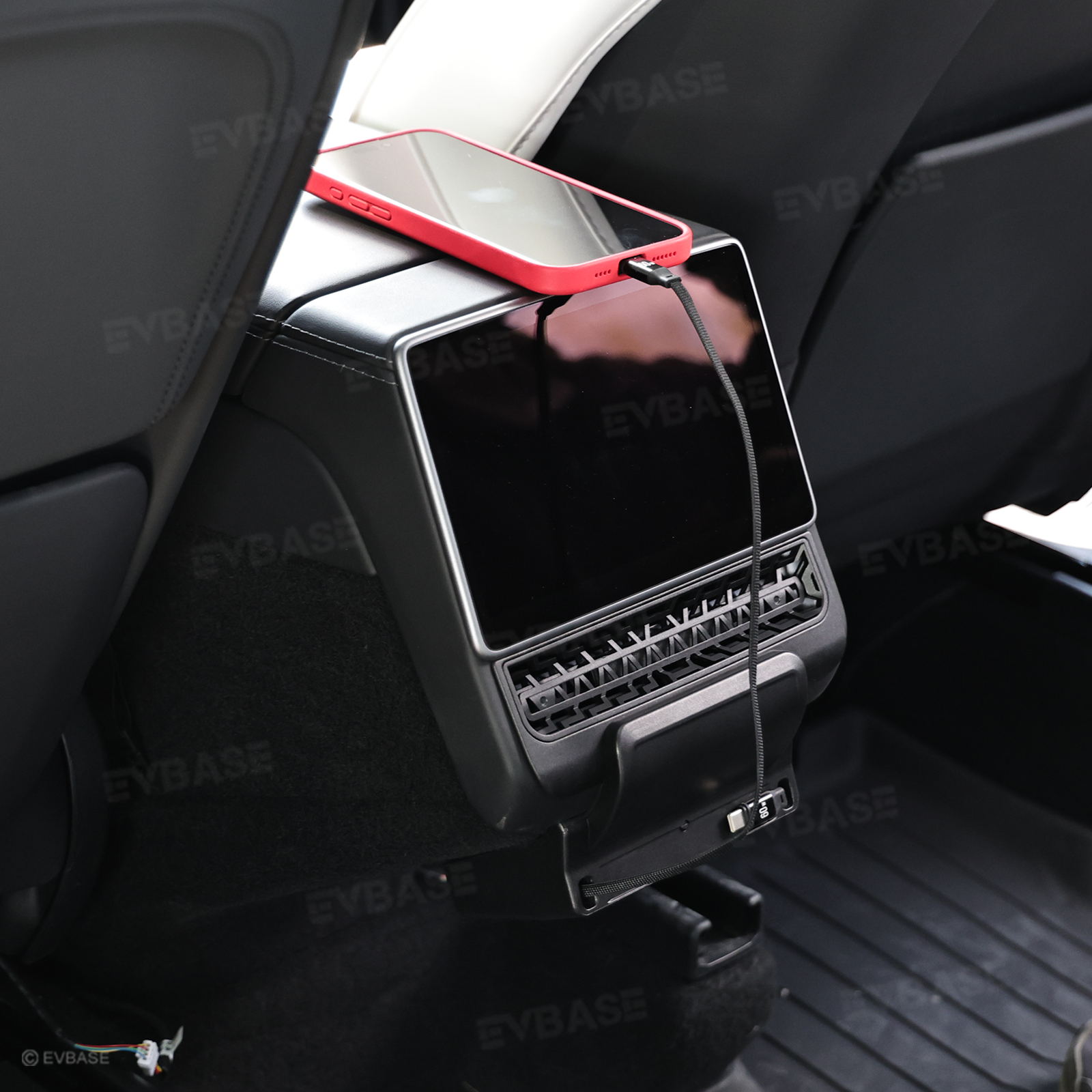 Model Y Juniper/ 3 Highland Rear Vent Expansion Dock 2.0 with Retractable Fast Charging Cables & Aromatherapy & Air Vent Cover for Tesla