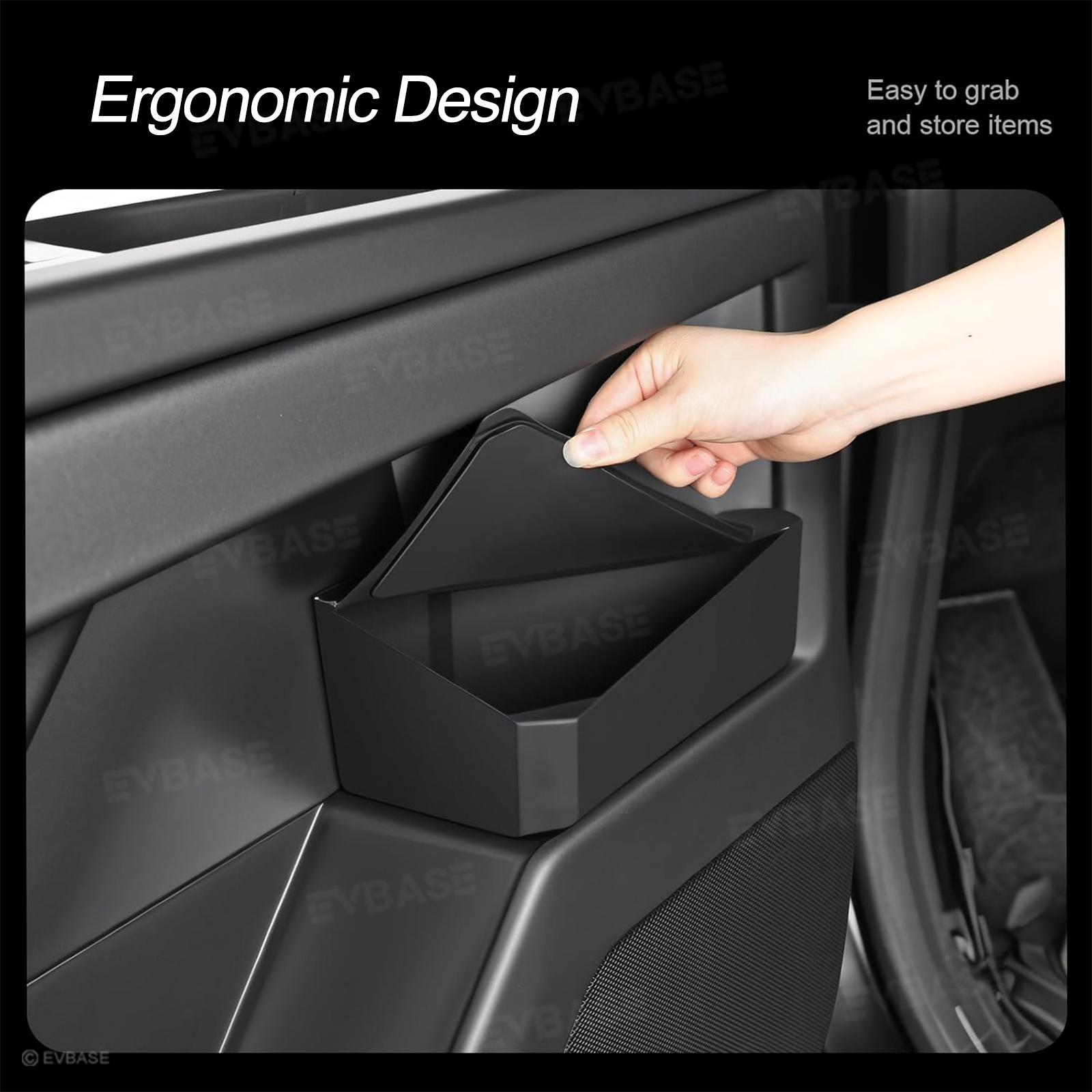 Cybertruck Door Organizer Tray with Lid Hidden Silicone Storage Box Waterproof Anti-Slip Door Pocket Insert