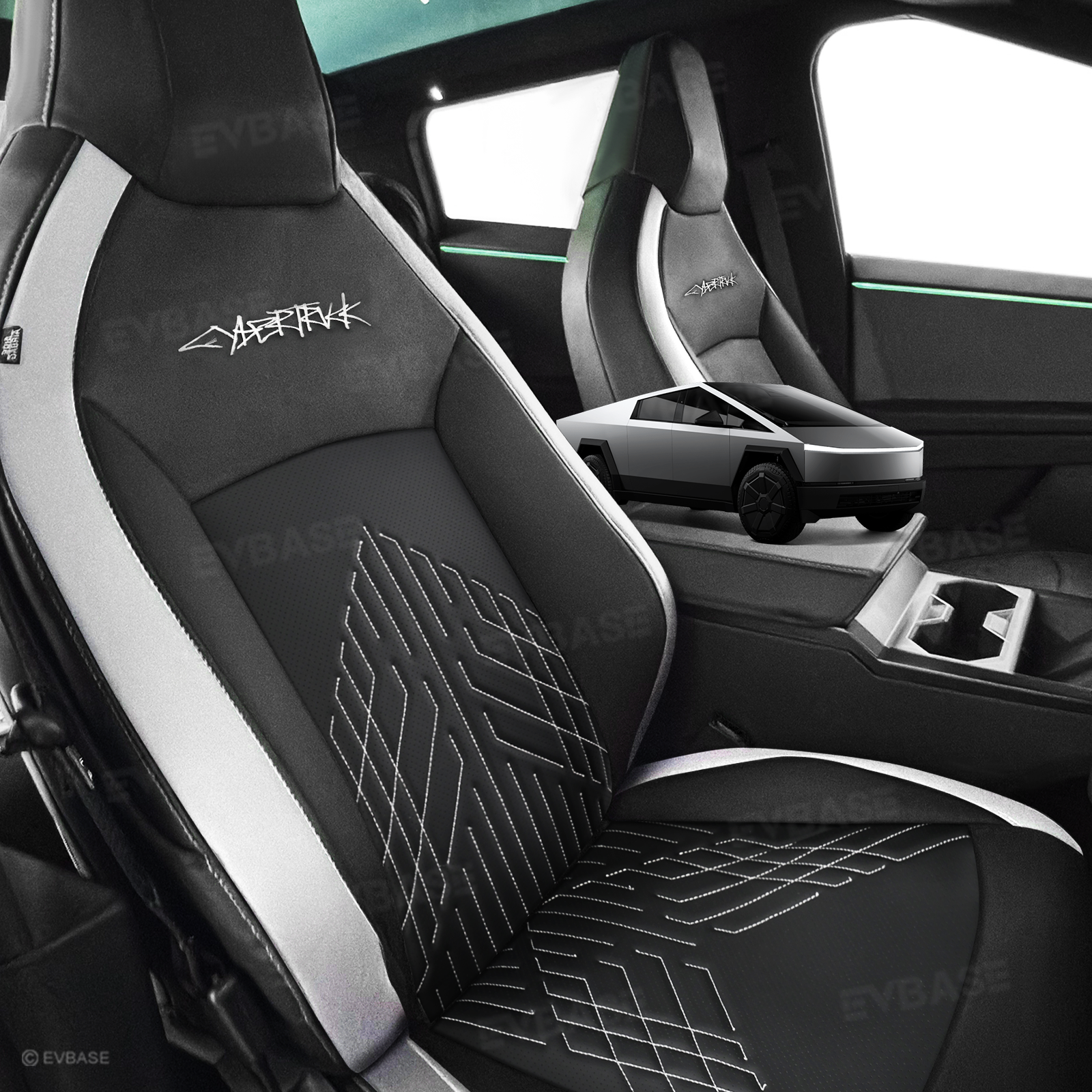 Tesla Cybertruck Custom Seat Covers NAPPA Leather Seat Protector All Set Gen 3.0 With Musk's Rocket Spirit