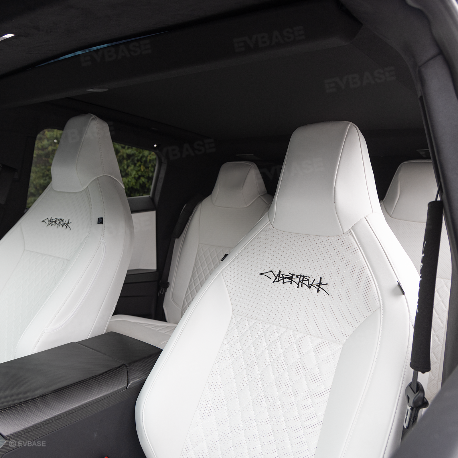Cybertruck Seat Covers NAPPA Leather Custom Full Coverage Seat Protector Airbag Compatible with Diamond Quilted Design