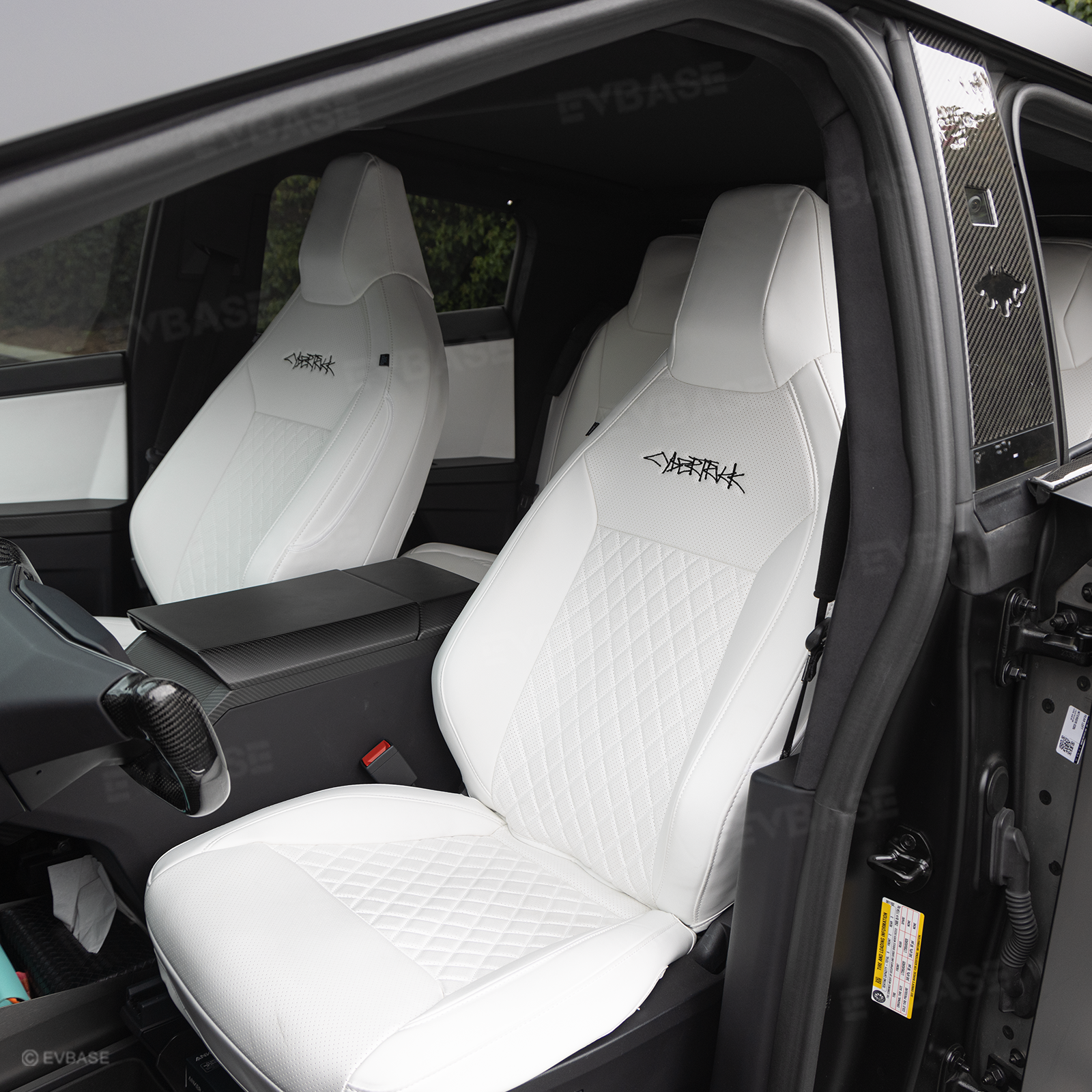 Cybertruck Seat Covers NAPPA Leather Custom Full Coverage Seat Protector Airbag Compatible with Diamond Quilted Design