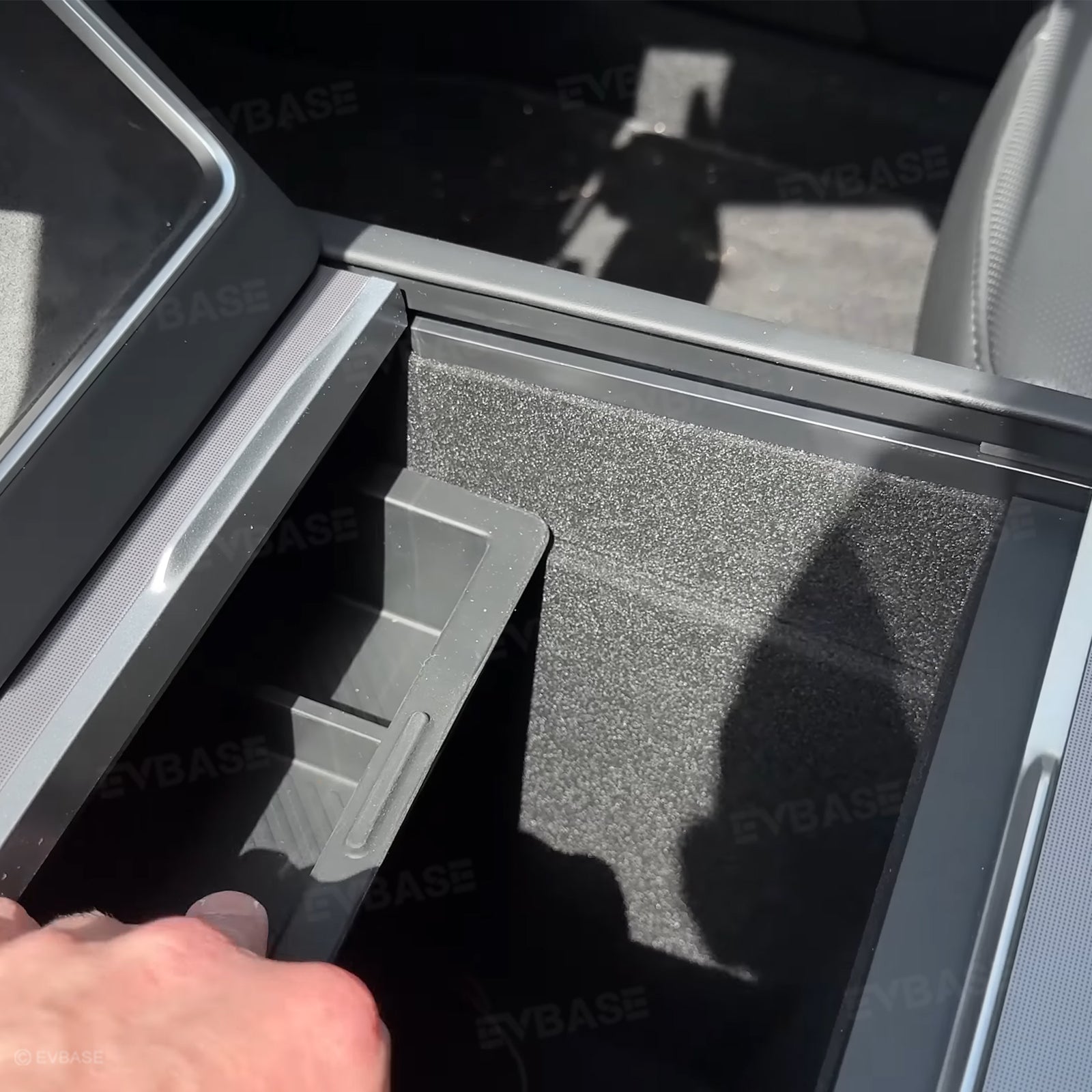 EVBASE Tesla Model 3 Highland Storage Box Double Layer Center Console Armrest Box Organizer Tray Silicone Liner