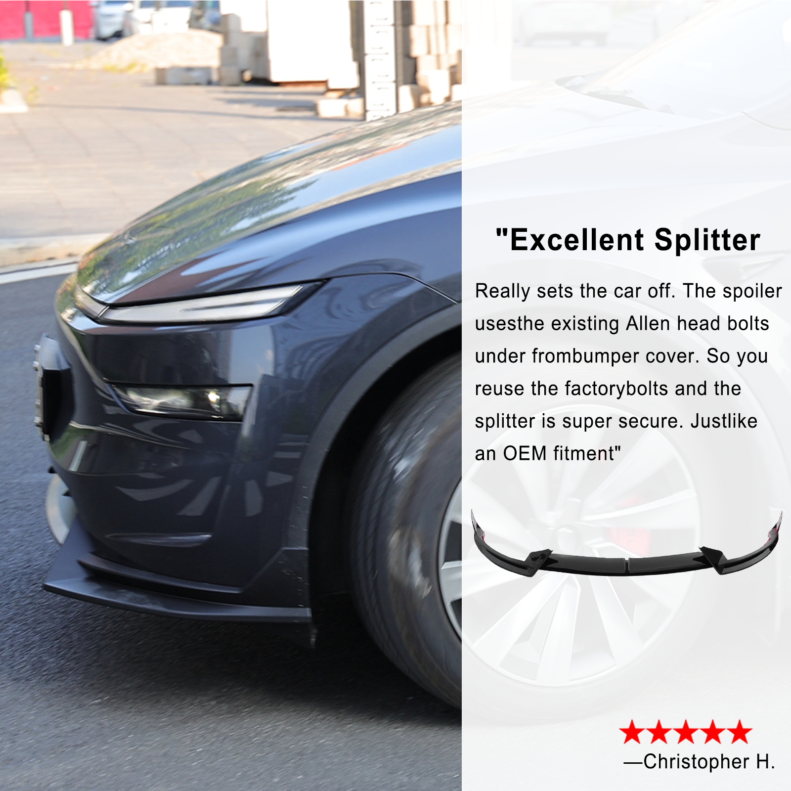 Tesla Front Lip For Model Y Juniper V Style Front Splitter ABS Front Apron Body Kit