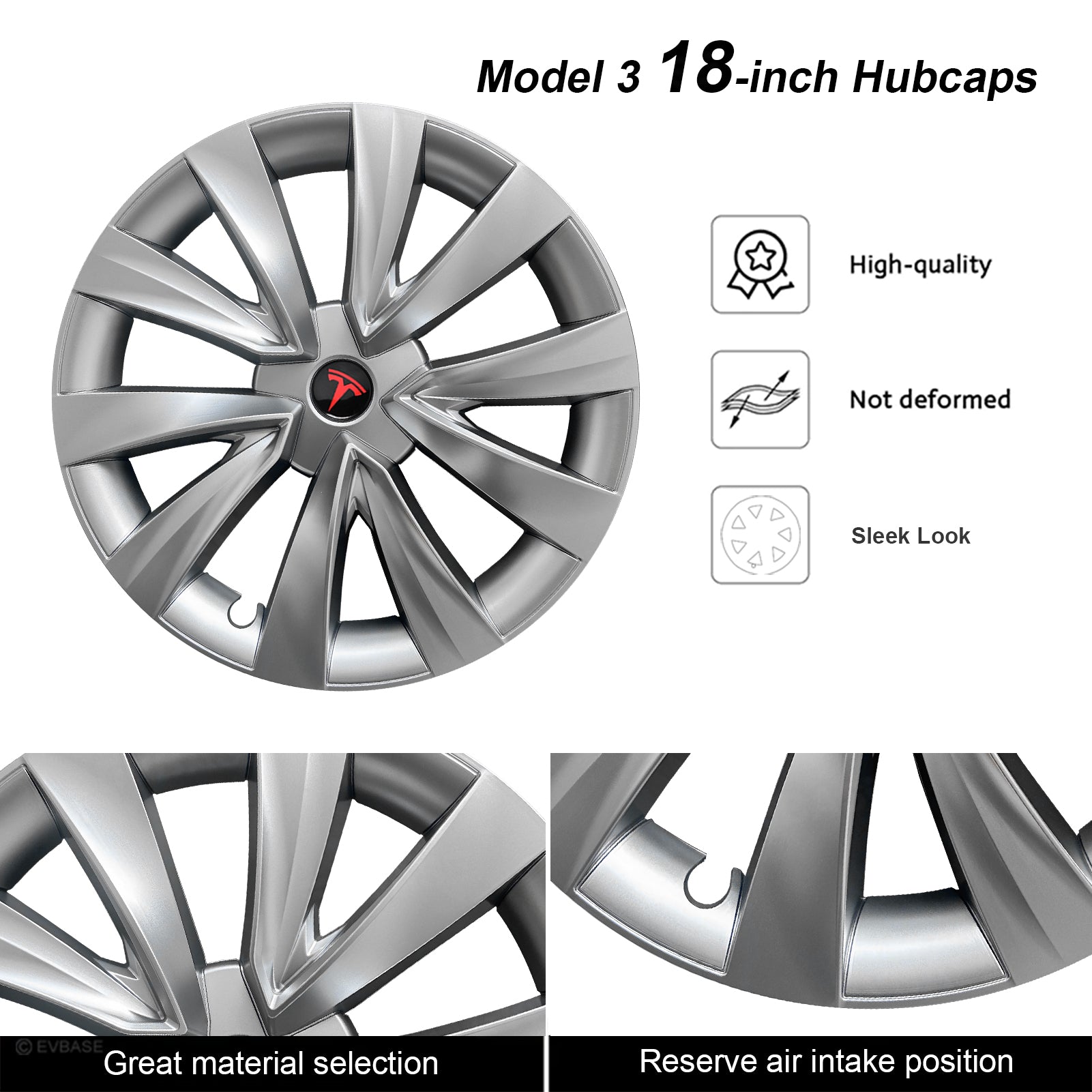 Tesla Model 3 Wheel Covers 18inch Model 3 Hub Caps Inspired by Model 3 Sport Wheels 2021-2023.10