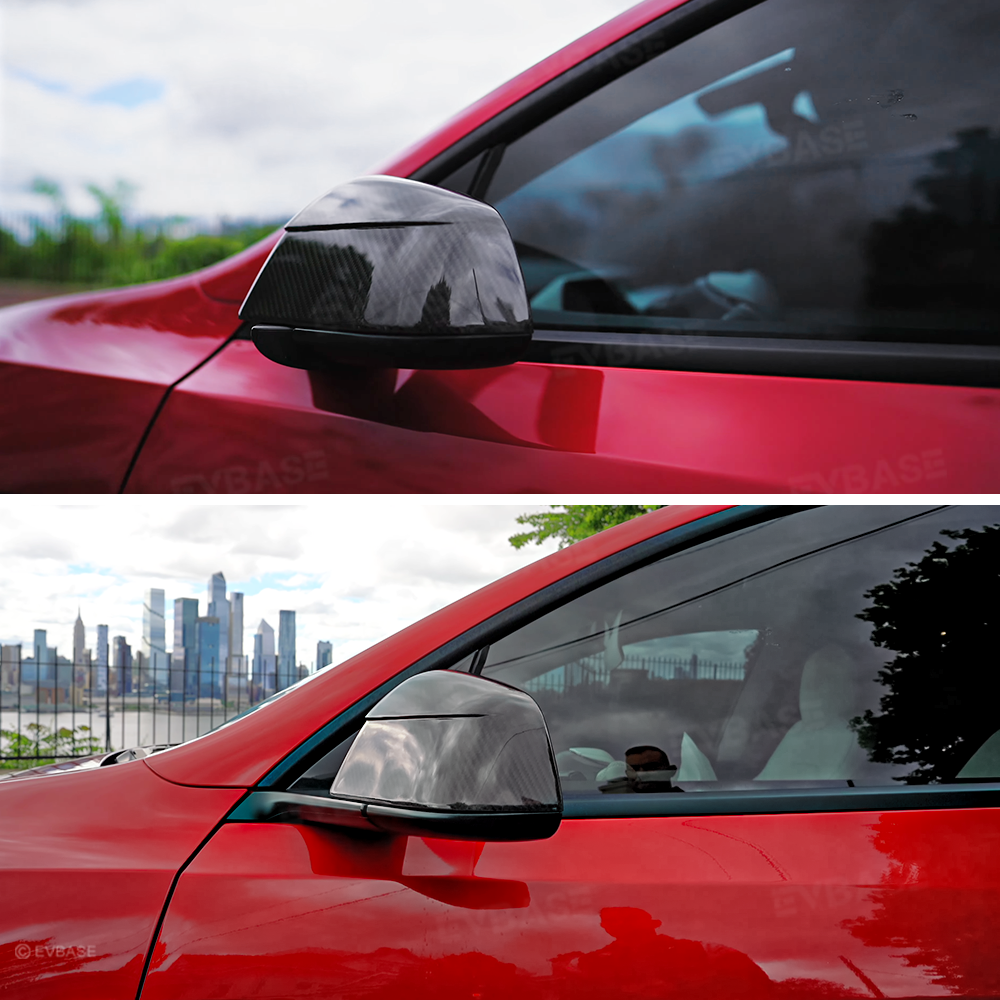 Tesla Model Y Side Mirror Covers Real Carbon Fiber Trim Overlays Protective Cover Rearview Caps Inspired By Model Y Juniper