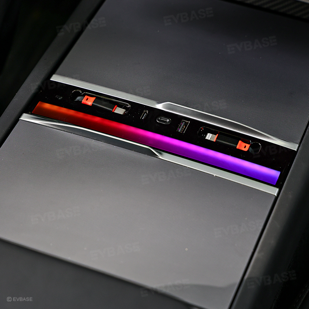 Model Y Juniper Ambient USB Hub & Rear Vent Expansion with Fast-Charge Cables & Strongest Magnet Phone Mount