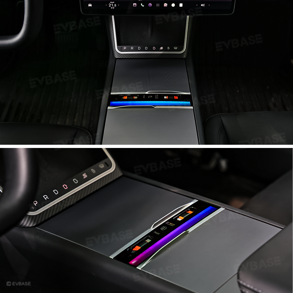 RGB USB Hub Adapter With Ambient Light for Tesla Model Y Juniper/3 Highland Center Console Multiport