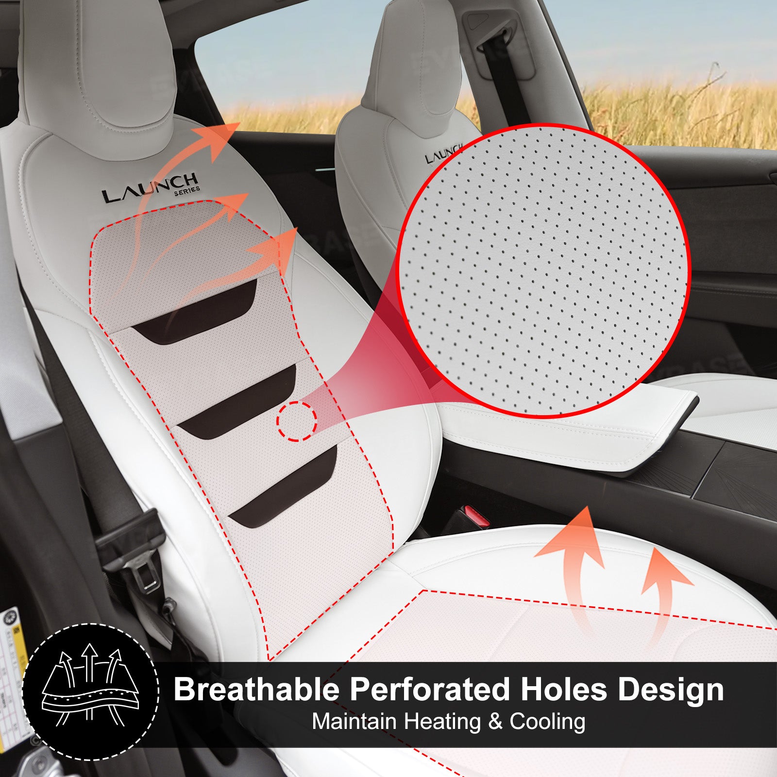Tesla Seat Cover Model Y Juniper NAPPA Leather Full Coverage Seat Protector with Launch Logo