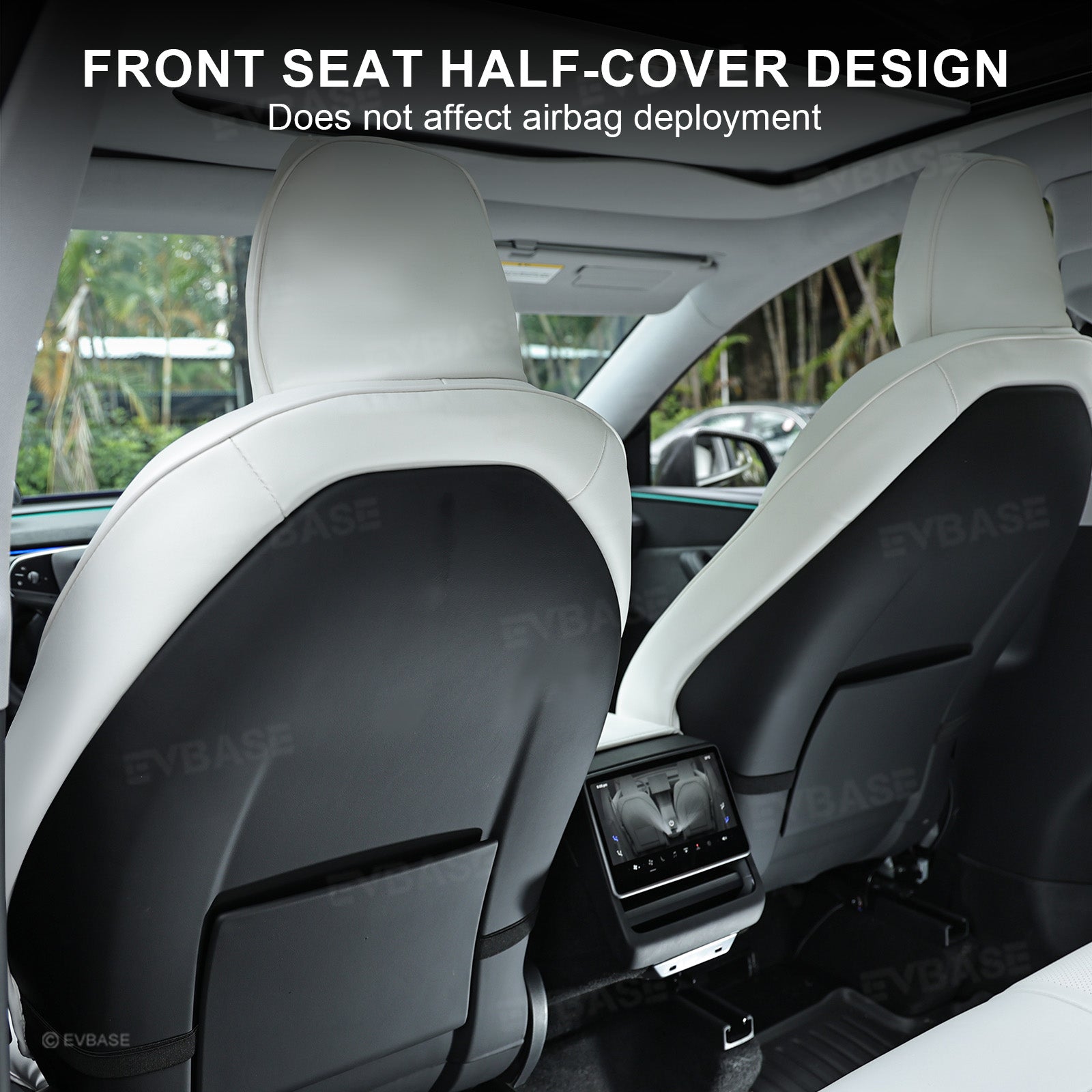 EVBASE Tesla Seat Covers For Model Y/Y Juniper/3 Highland Leather Seat Protector 3-lined Insignia Design