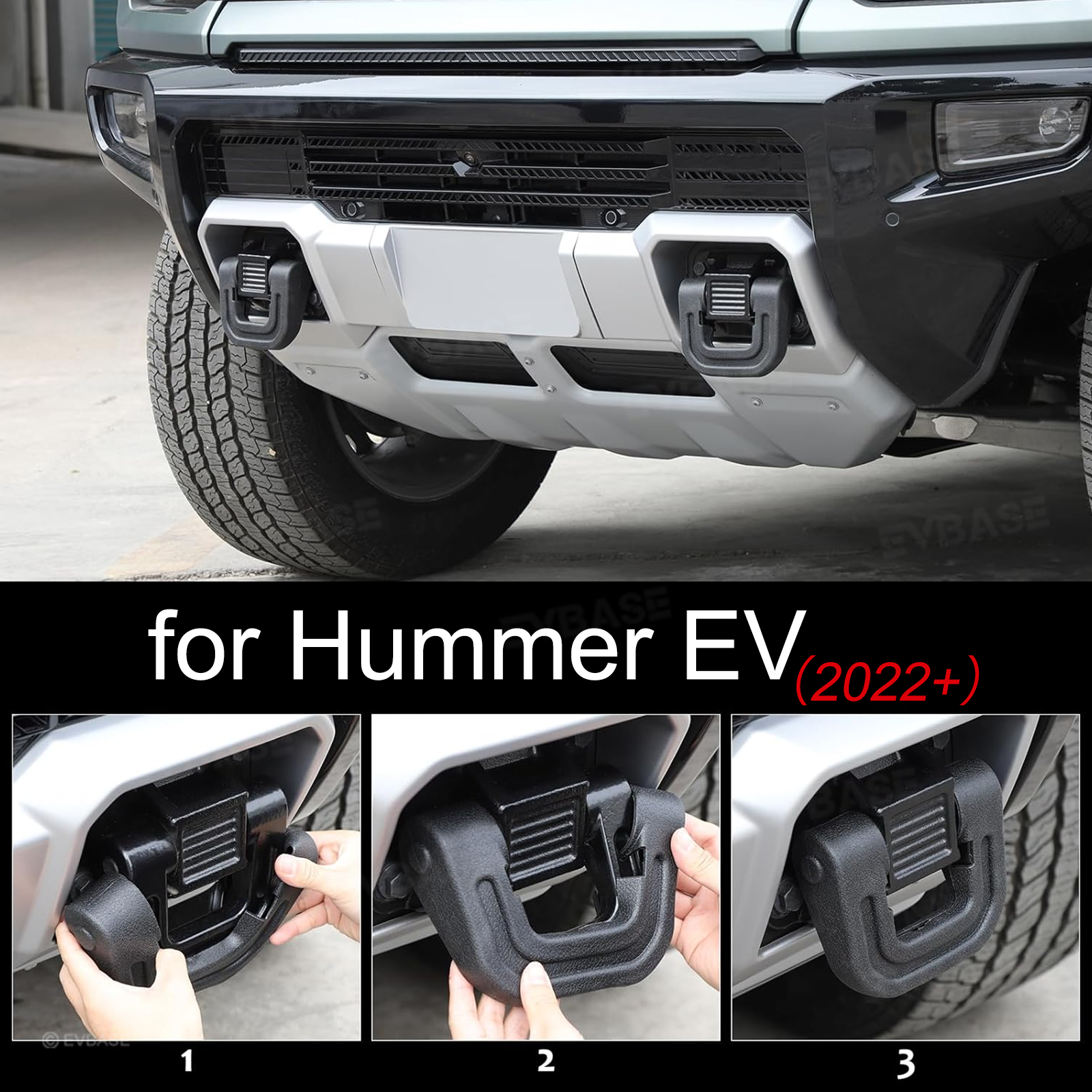 Tow Hook Covers for GMC Hummer EV Front Rear Bumper Performance D-ring Recovery Hook 3PCS
