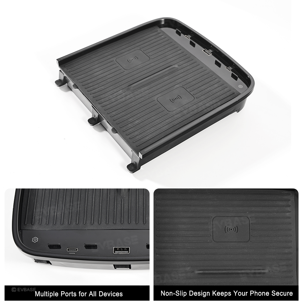 Upgraded Wireless Charger 2.0 for Rivian R1S/R1T Center Console Armrest Dual Phone Charging Pad with Ambient Lighting