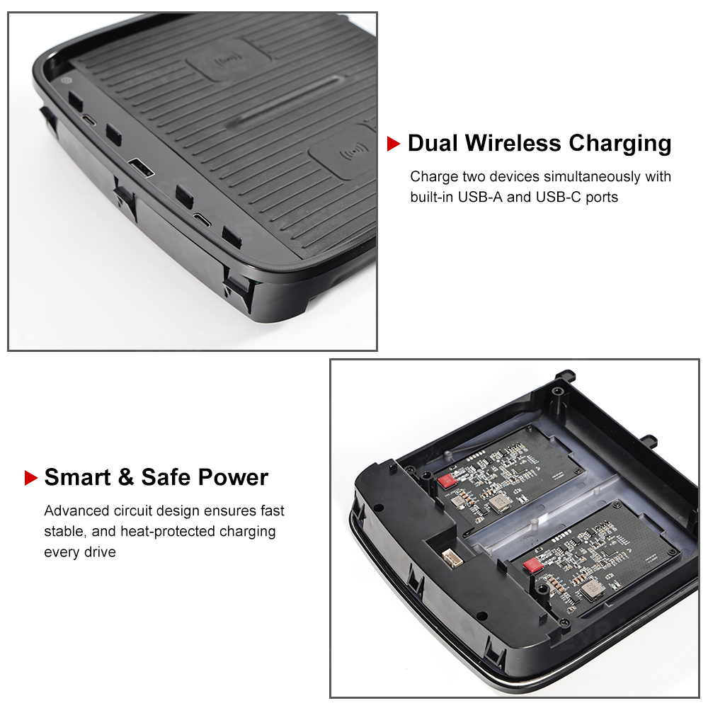 Upgraded Wireless Charger 2.0 for Rivian R1S/R1T Center Console Armrest Dual Phone Charging Pad with Ambient Lighting