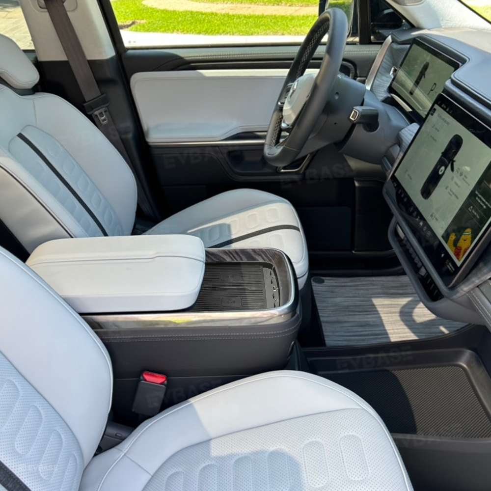 Upgraded Wireless Charger 2.0 for Rivian R1S/R1T Center Console Armrest Dual Phone Charging Pad with Ambient Lighting