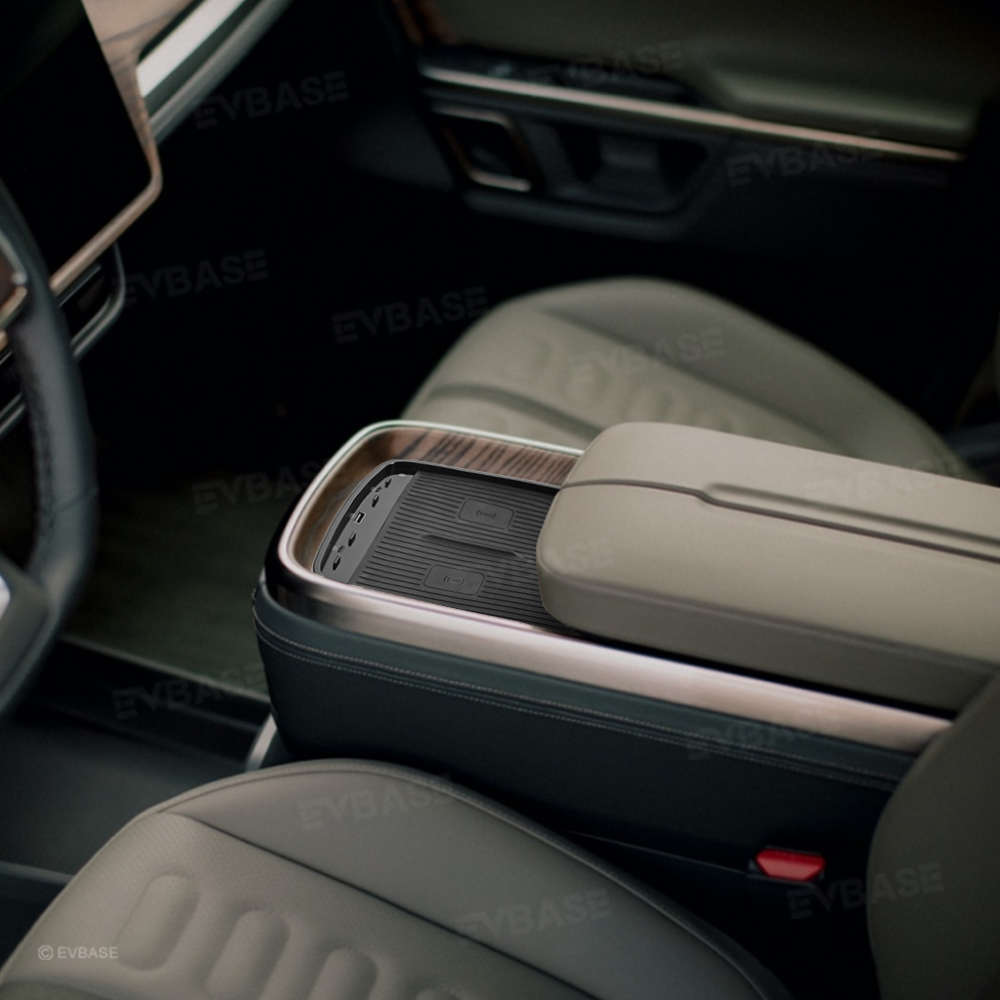 Upgraded Wireless Charger 2.0 for Rivian R1S/R1T Center Console Armrest Dual Phone Charging Pad with Ambient Lighting