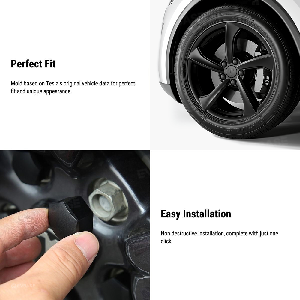 Wheel Center Cap Kit with Lug Nut Covers for Tesla Model 3/Y 18" and 19" Wheels