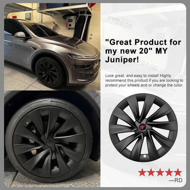 Wheel Covers for Tesla Model Y Juniper 20 Inch Helix 2.0 Wheels Matte Black Wheel Hubcaps