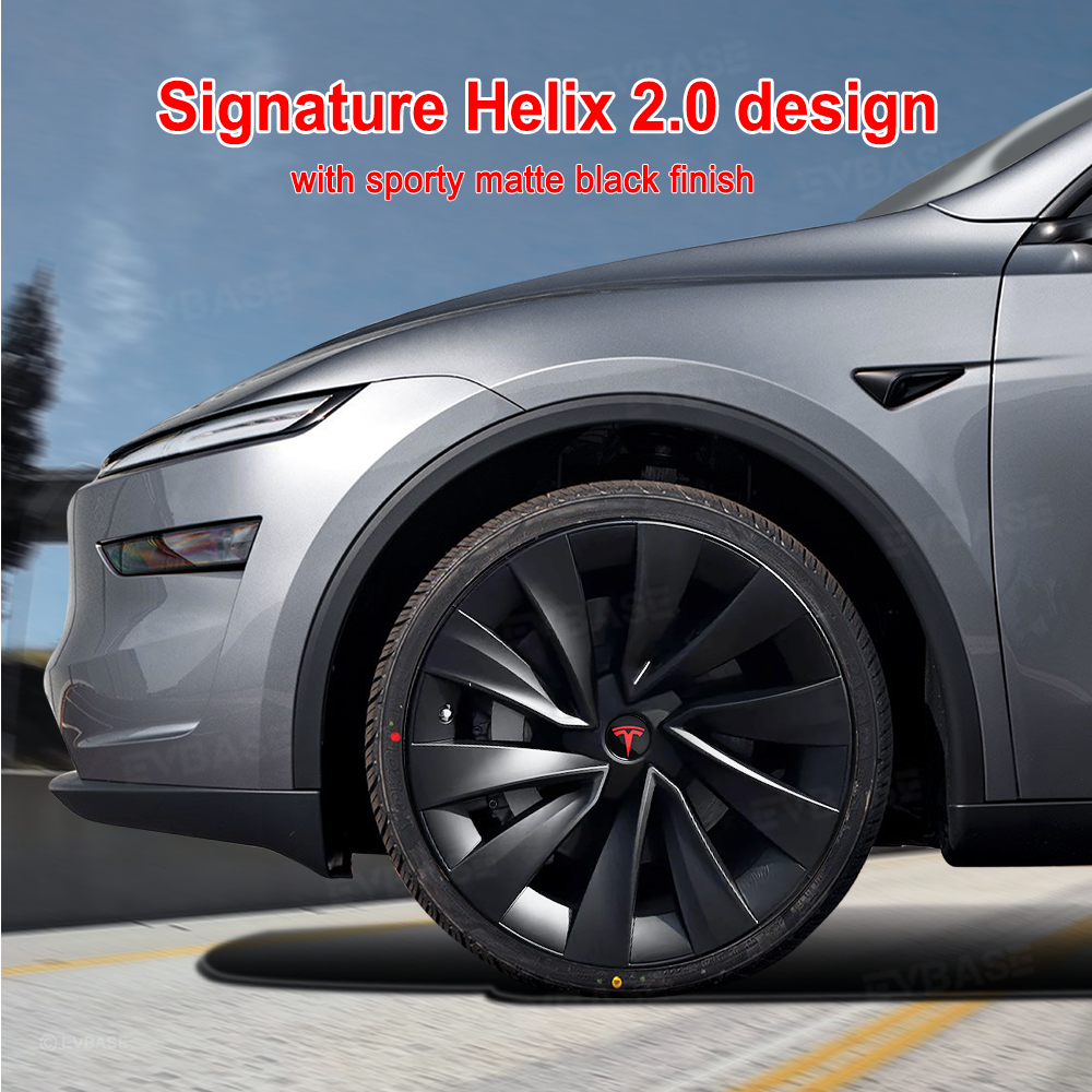 Wheel Covers for Tesla Model Y Juniper 20 Inch Helix 2.0 Wheels Matte Black Wheel Hubcaps