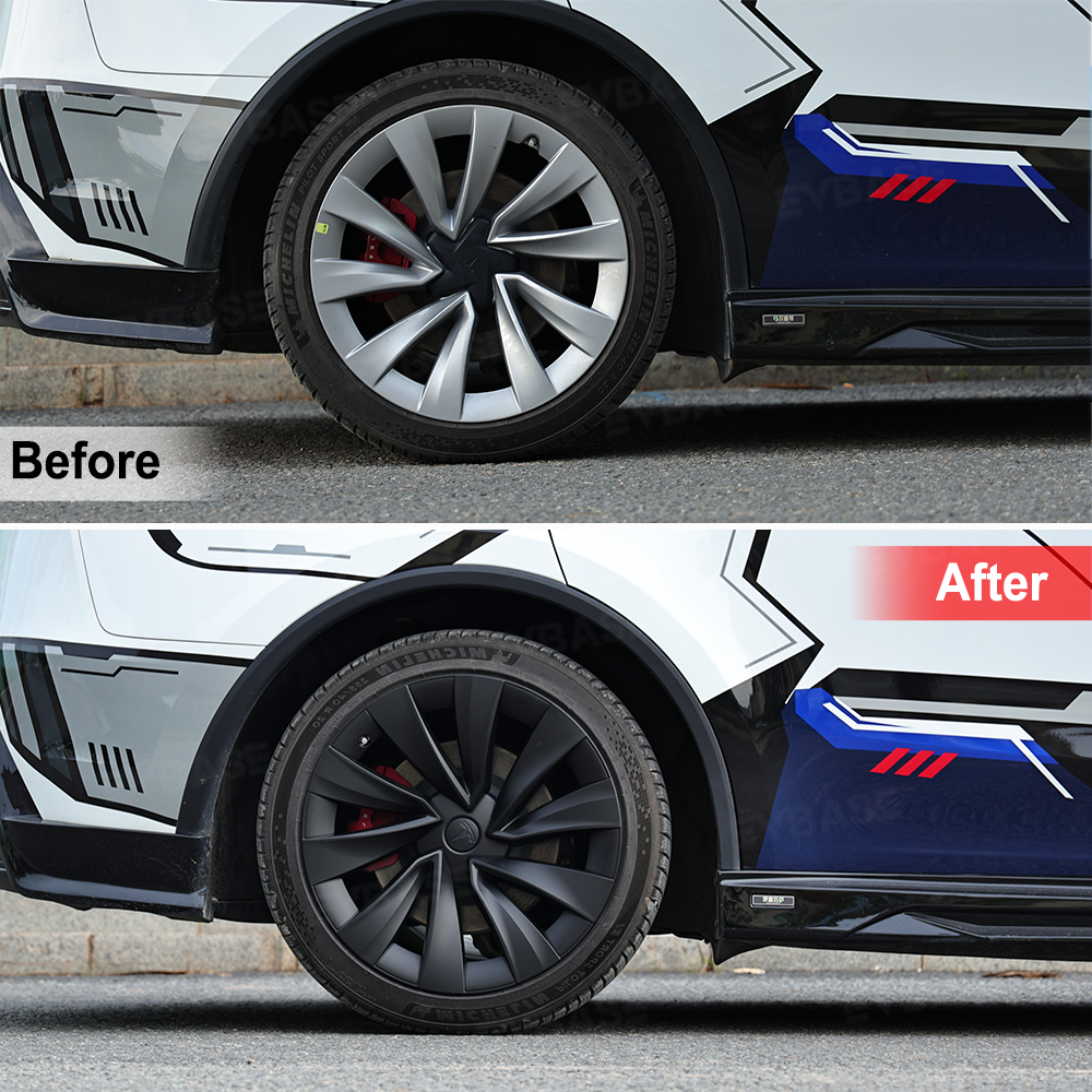 Wheel Covers for Tesla Model Y Juniper 20 Inch Helix 2.0 Wheels Matte Black Wheel Hubcaps