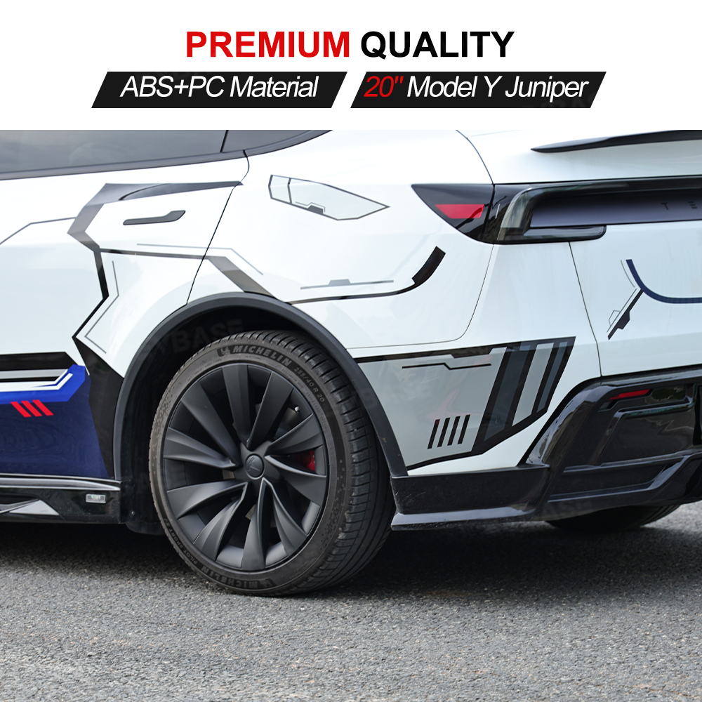 Wheel Covers for Tesla Model Y Juniper 20 Inch Helix 2.0 Wheels Matte Black Wheel Hubcaps
