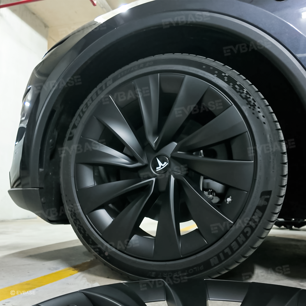 Wheel Covers for Tesla Model Y Juniper 20 Inch Helix 2.0 Wheels Matte Black Wheel Hubcaps