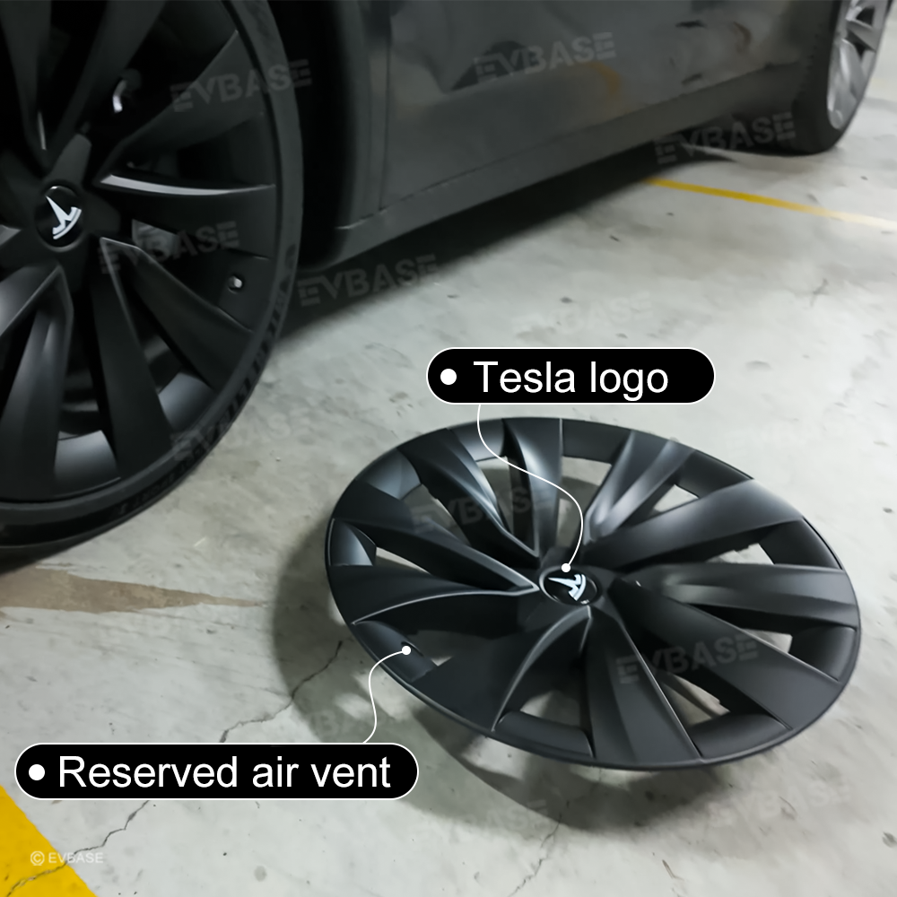 Wheel Covers for Tesla Model Y Juniper 20 Inch Helix 2.0 Wheels Matte Black Wheel Hubcaps