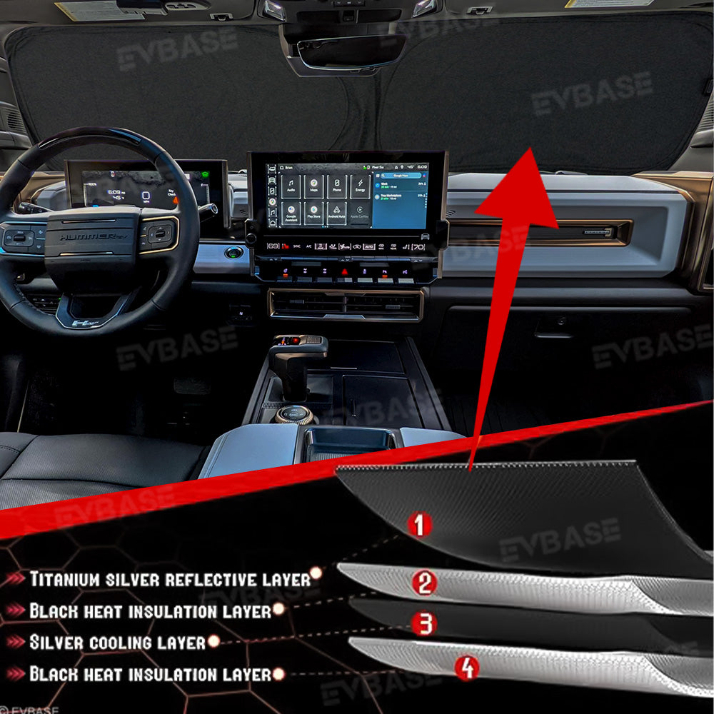 Windshield Sunshade for Hummer EV Foldable Reflective Heat Protection Front Window Sun Visor