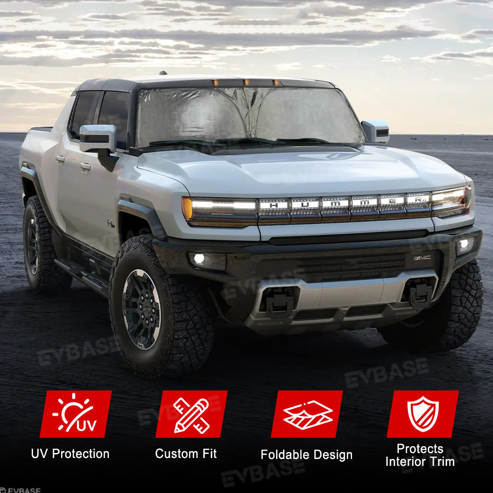 Windshield Sunshade for Hummer EV Foldable Reflective Heat Protection Front Window Sun Visor