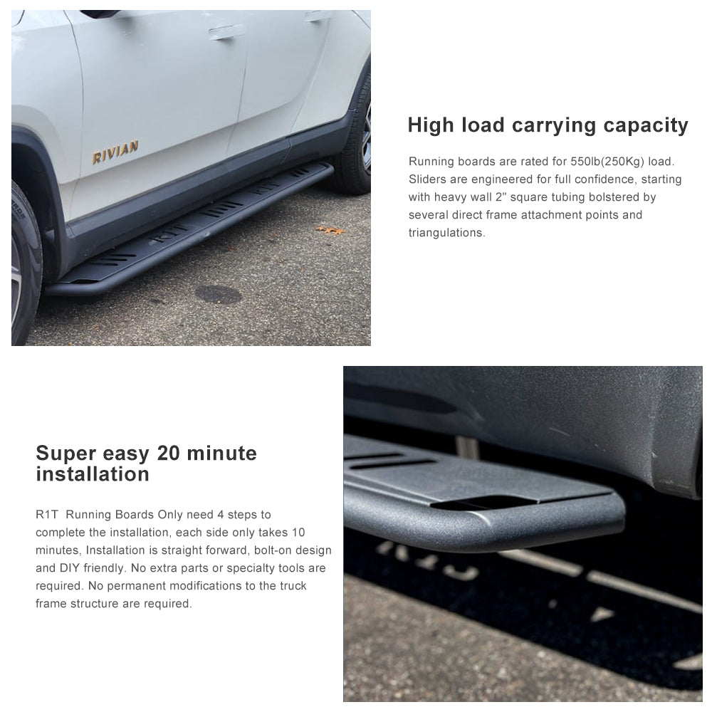 Running Boards for Rivian R1T/R1S Side Steps Nerf Bars with Letters Exterior Off-Road Accessories
