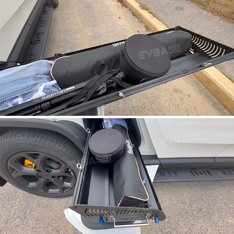 R1T Gear Tunnel Slide Tray Cargo Slide Out Shelf Drawer for Rivian Off-Road/Overland Adventures