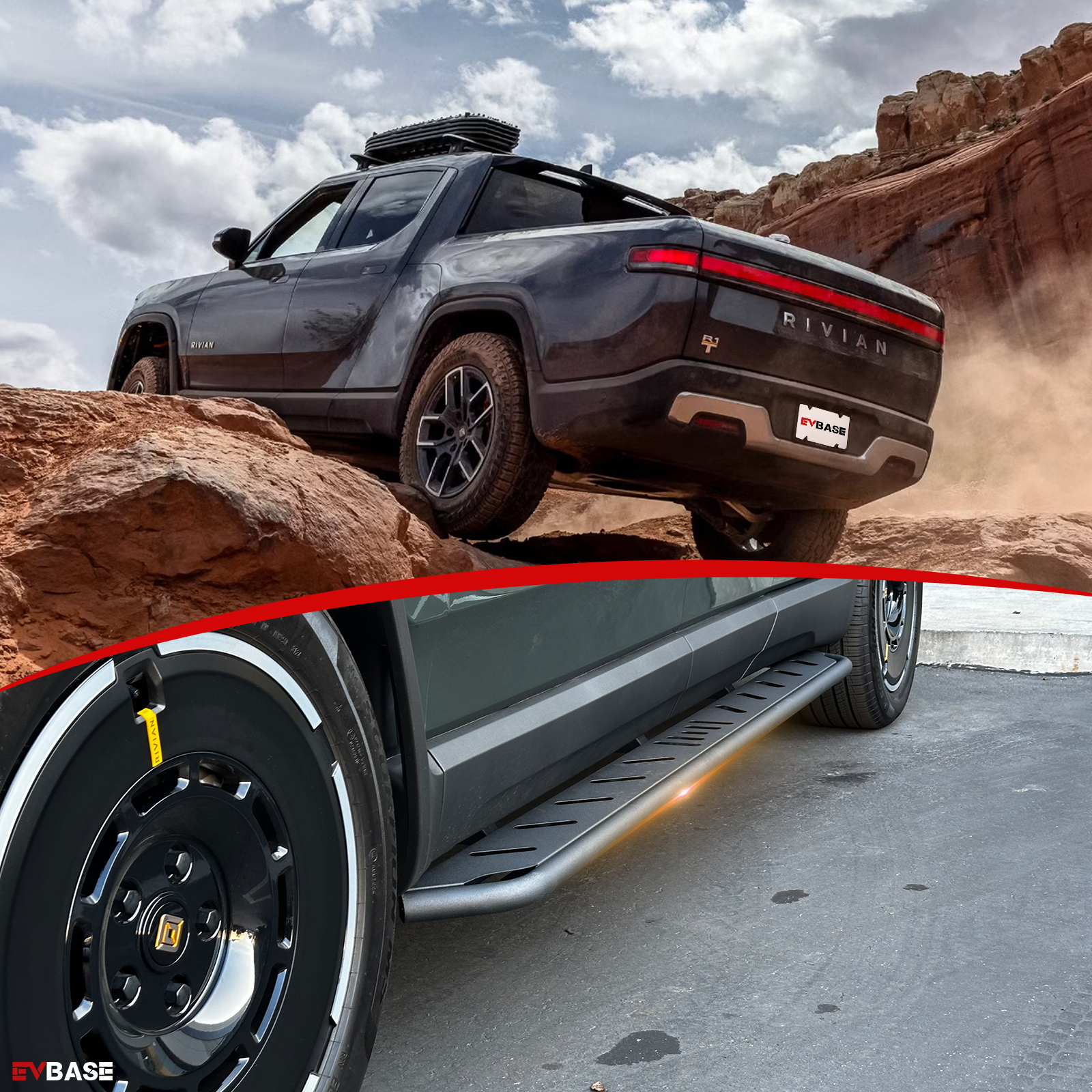 R1S R1T Rock Sliders Nerf Bars Side Step Underbody Protection Running Boards With Optional Lower Rocker Armor Panels For Rivian